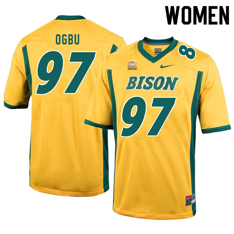 Women #97 Bartholomew Ogbu North Dakota State Bison College Football Jerseys Sale-Yellow - Click Image to Close